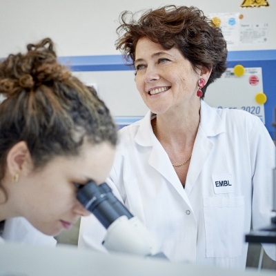Two women working in a lab